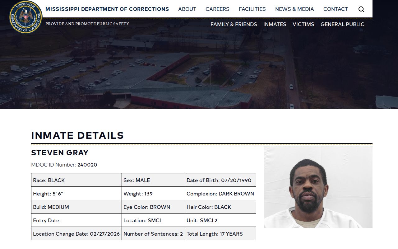 Claiborne County released inmate search MDOC detail fields