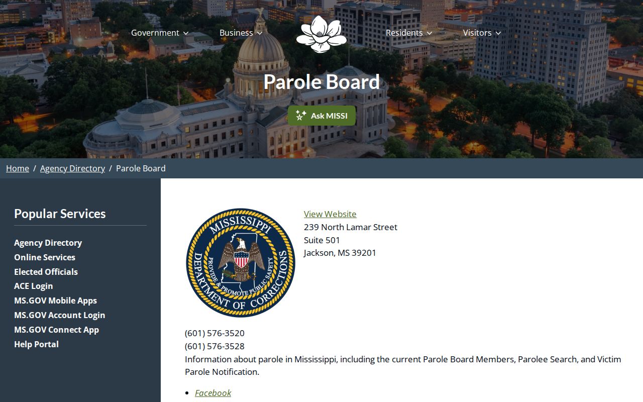 Claiborne County parole decision portal record